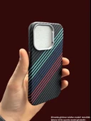 İphone 14 MagSafe Uyumlu Kılıf Carbon Desenli Premium Kapak thumbnail 4