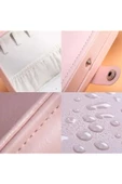 Dikdörtgen Takı Kutusu 3 Bölmeli Mücevher Düzenleyici Yüzük Küpe Kolye Seyahat Organizeri Pembe thumbnail 3