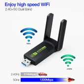 Schulzz 1800 Mbps Wifi6 USB3.0 DualBand Wifi Adaptörü FreeDriver 2.4G/5GHz - 4