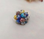 Karışık Renkli Boncuklu Çiçek Tasarım Kadın Yüzük Ayarlanabilir Ölçü thumbnail 1