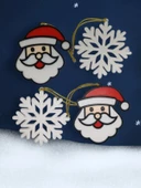 Yılbaşı Çam Ağacı Süsleri Noel Baba x2, Kar Tanesi x 2 - 1