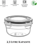 Büyük Boy 2'li Plastik Saklama 1,5 Lt ve 2,3 Lt Kabı Sızdırmaz Kapak Dondurucu Kabı Hava Almaz - 3