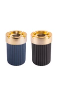 Kokusuz Çizgili Gold Küllük, Dumansız Yuvarlak Küllük Mavi ve Antrasit 2'li Set thumbnail 2