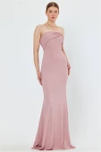 Dipmoda kadın pudra simli balık abiye elbise DPS001 thumbnail 2