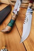Epoksi Ceviz Sap Outdoor Kamp Bıçağı Çakısı Piknik Bıçak Çakı Mutfak Bıçağı Kılıflı ( KMP-02 ) - 2