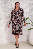 Kadın midi boy likralı büyük beden elbise DPNBA026 thumbnail 2