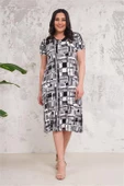 Kadın midi boy büyük beden elbise DPNBA014 thumbnail 2
