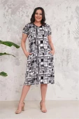 Kadın midi boy büyük beden elbise DPNBA014 thumbnail 3