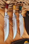 Epoksi Ceviz Sap Outdoor Kamp Bıçağı Çakısı Piknik Bıçak Çakı Mutfak Bıçağı Kılıflı ( KMP-02 ) - 1