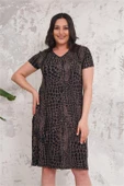 Kadın büyük beden desenli elbise DPNBA011 thumbnail 4