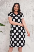 Kadın siyah puantiye desenli büyük beden elbise DPNBA001 thumbnail 5
