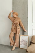 Dipmoda kadın camel pantolon tunik ikili tesettür takım NMS017 - 2