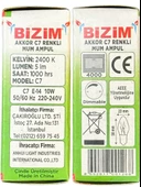 Bizim 10W Beş Farklı Renk (Kırmızı, Sarı, Mavi, Yeşil, Günışığı) E14 Duylu Dim Edilebilir Mum Ampul (Toplam 10 Adet) - 4