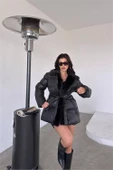 Dipmoda kadın siyah zra şişme kürklü mont DPMYLK25 thumbnail 1