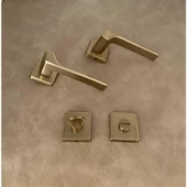Zey Mat Altın Kare Rozetli Wc Banyo Kapı Kolu 1 Takım - 7