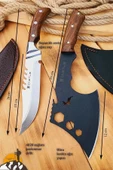 Outdoor Balta Kamp Piknik Bıçağı Ceviz Ağaç Sap Kılıflı ( Outlz-02 ) - 5