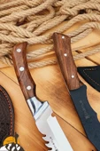 Outdoor Balta Kamp Piknik Bıçağı Ceviz Ağaç Sap Kılıflı ( Outlz-02 ) - 2