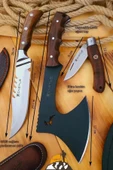 Outdoor Balta Kamp Piknik Çakısı Bıçağı Ceviz Ağacı Ahşap Sap Kılıflı ( Outlz-04 ) - 5