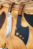Outdoor Balta Kamp Piknik Bıçağı Ceviz Ağaç Sap Kılıflı ( Outlz-02 ) - 1