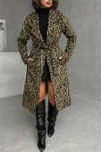 Dipmoda kadın leopar desenli ithal kaşe kaban DPG054 thumbnail 3