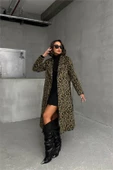 Dipmoda kadın leopar desenli ithal kaşe kaban DPG054 thumbnail 5