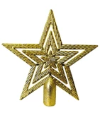 Yılbaşı Çam Ağaçı Altın Gold Tepe Yıldızı Yeni Yıl Metalik Tepe Süsü Yıldız 10 cm - 4