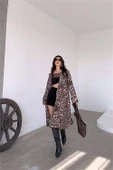 Dipmoda kadın leopar desenli midi boy trençkot DPMYLK31 - 3