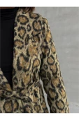 Dipmoda kadın leopar desenli ithal kaşe kaban DPG054 thumbnail 6