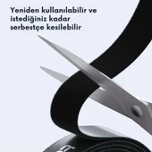 Polham 5 Metre Cırt Cırt Bantlı Kablo Sarıcı Düzenleyici Organizatör, Kesilebilir Kablo Düzenleyici - 9