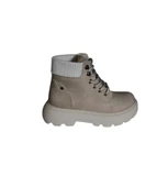 YAZKIŞ Kadın Siyah Ten Mat Cilt Bağcıklı Bileği Lastikli 5cm Kalın Taban Bot thumbnail 6