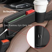 Coofbe Suni Deri Araç Koltuk Yanı Organizatör Araç Bardak Tutucu Araç Telefon Cüzdan Kutusu Bardaklık - 4