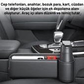 Coofbe Suni Deri Araç Koltuk Yanı Organizatör Araç Bardak Tutucu Araç Telefon Cüzdan Kutusu Bardaklık - 3