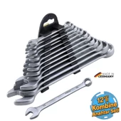 Kombine Anahtar Takımı Seti 12'li Kısa Tip Kombine Ağız Ağızlı Tip Anahtar Chrome Vanadium 12 li - 1