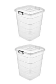 2 Adet 55 Litre Şeffaf Kare Plastik Bakliyat Kovası 1112_96_2 - 1