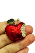 Kristal Taşlı Isırılmış Elma Broş thumbnail 1
