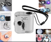 60x Portatif Deri Kılıflı Işıklı Mikroskop Led Uv Işık Kuyumcu Mini Cep Büyüteç - 7
