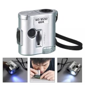 60x Portatif Deri Kılıflı Işıklı Mikroskop Led Uv Işık Kuyumcu Mini Cep Büyüteç - 8