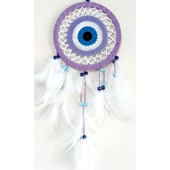 Nazar Boncuğu Motifli Lila Rengi Dream Catcher Düş Kapanı Duvar Süsü - 1