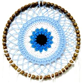 Nazar Boncuğu Motifli El Yapımı Buz Mavisi Renginde Düş Kapanı Duvar Süsü - 3