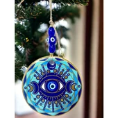 Tek Gözlü Piramit Desenli Nazar Boncuklu Duvar Süsü Cam Duvar Dekoru - 3