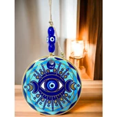 Tek Gözlü Piramit Desenli Nazar Boncuklu Duvar Süsü Cam Duvar Dekoru - 2