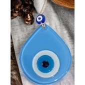 Orta Boy Mavi Damla Desen Nazar Boncuklu Duvar Dekoru Cam Duvar Süsü - 3
