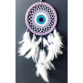Nazar Boncuğu Motifli Lila Rengi Dream Catcher Düş Kapanı Duvar Süsü - 2