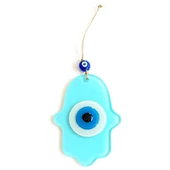 Nazar Boncuklu Turkuaz Renginde Fatma Ana Bereket Eli Cam Duvar Süsü - 2