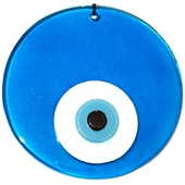 Mavi Renk 16 Santimetre El Yapımı Cam Nazar Boncuğu Duvar Süsü - 2