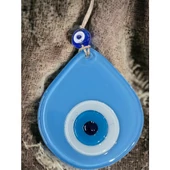 Orta Boy Mavi Damla Desen Nazar Boncuklu Duvar Dekoru Cam Duvar Süsü - 1