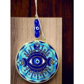 Tek Gözlü Piramit Desenli Nazar Boncuklu Duvar Süsü Cam Duvar Dekoru - 1