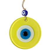 Mini Boy Sarı Nazar Boncuklu Duvar Süsü 10 Cm Cam Duvar Dekoru - 2