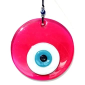 Şeffaf Pembe El Yapımı Cam Nazar Boncuklu Duvar Dekoru - 1