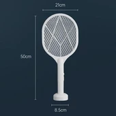 Sineklik Kovucu 5W Sessiz Şarjlı Masaüstü Stantlı Mor Işıklı Raket Sinek Öldürücü thumbnail 7